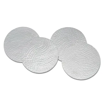 Glassunderlag hammered Ø10 cm 4-stk. - Forniklet messing - Classic Collection