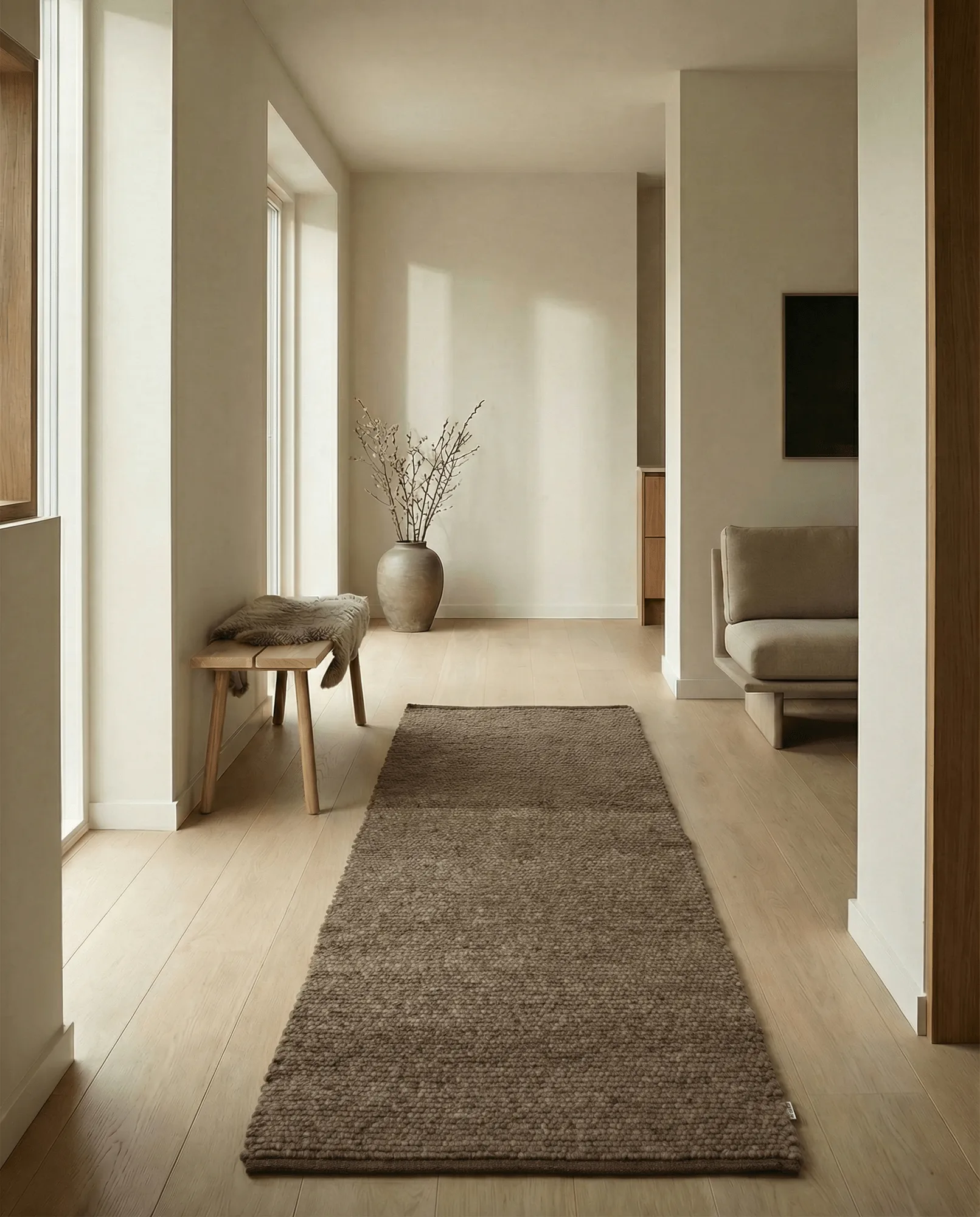 Merino løper, Brun, 80x300 cm Classic Collection