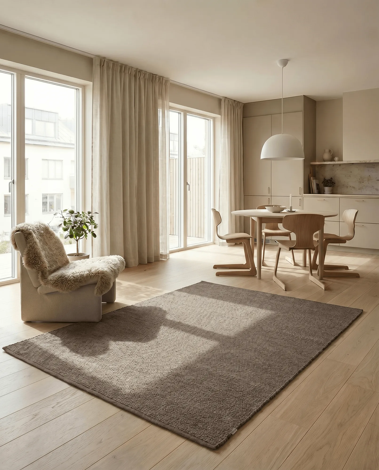 Merino ullteppe, Brun, 140x200 cm Classic Collection