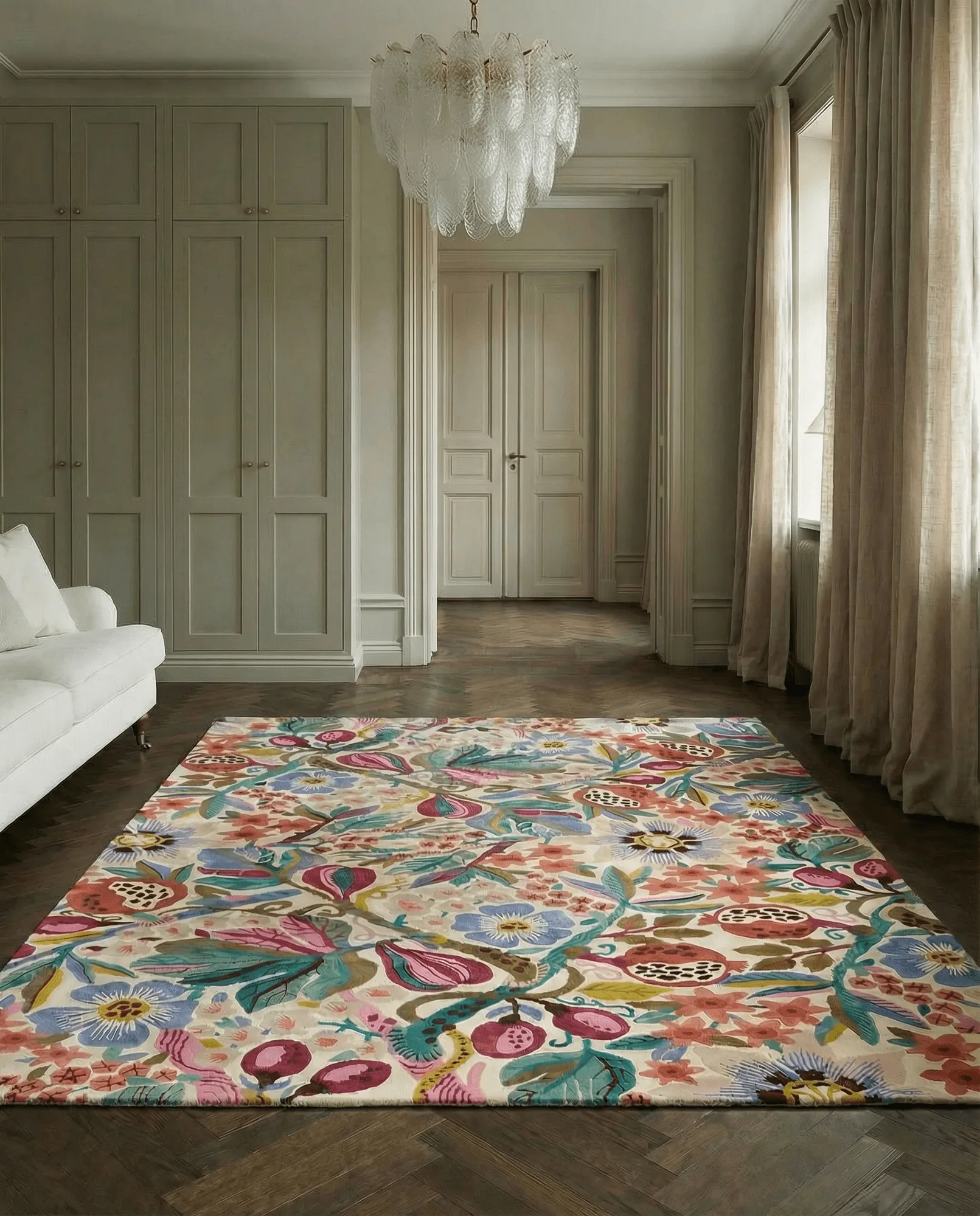 Pomegranate teppe, Hvit-multi, 250x350 cm Classic Collection
