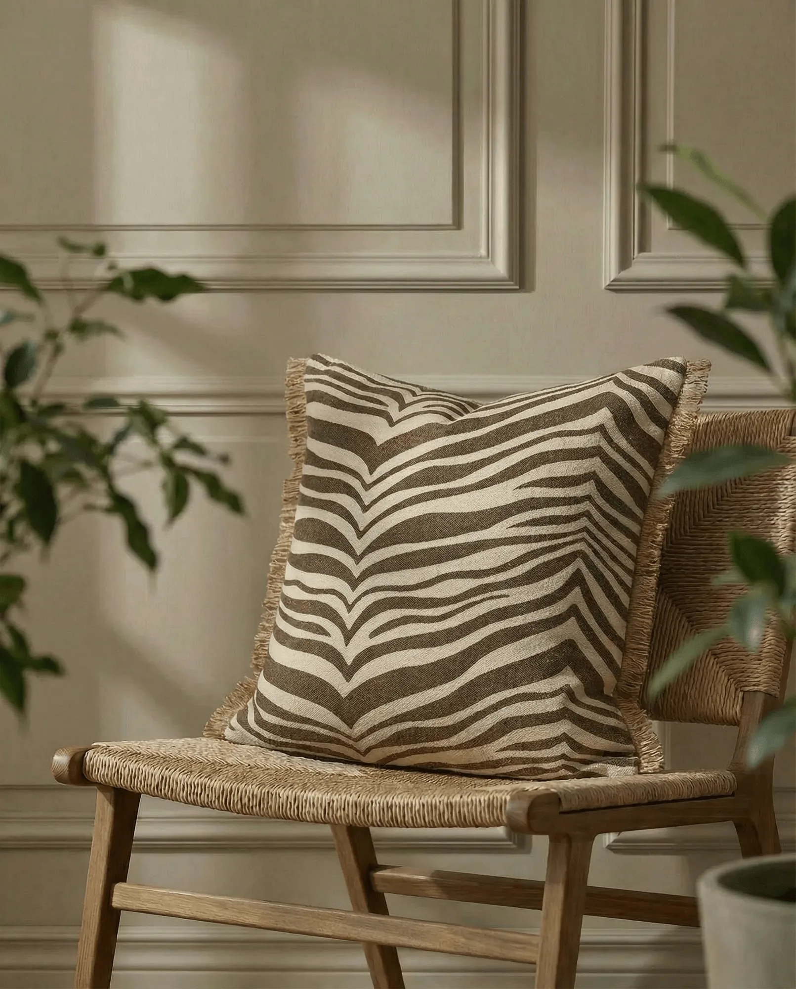 Zebra pute, Brun-natur, 50x50 cm Classic Collection