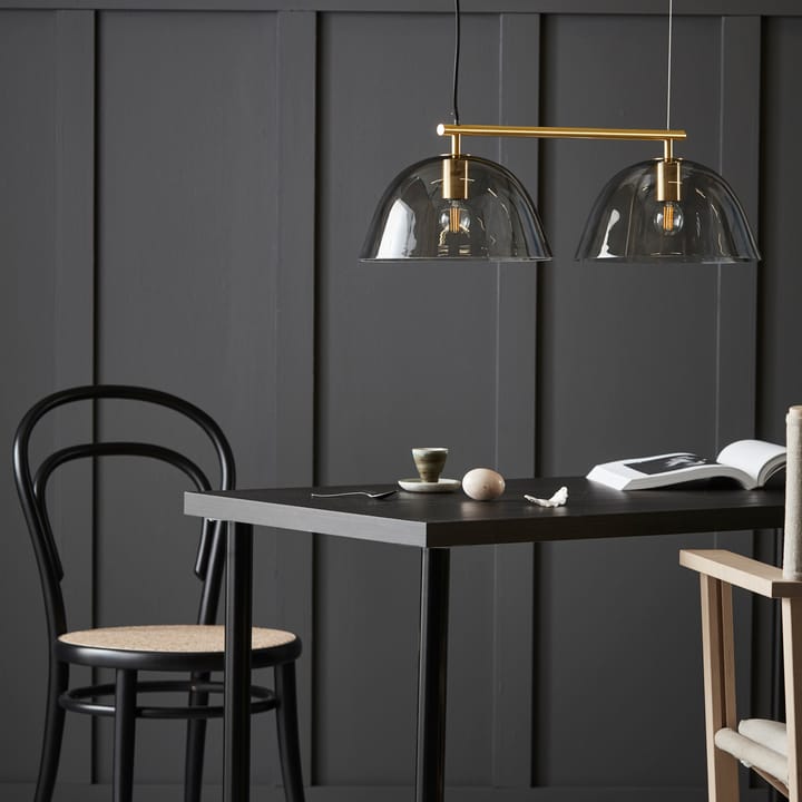 Wendo 70 taklampe røykfarget glass, Messingfinish CO Bankeryd