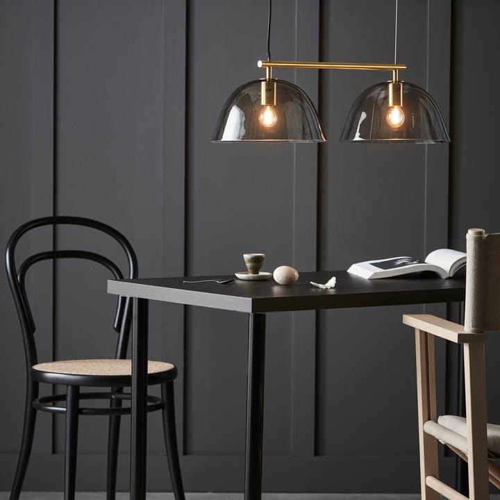 Wendo 70 taklampe røykfarget glass, Messingfinish CO Bankeryd