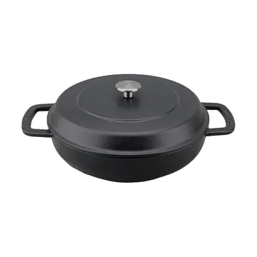 Combekk Enameled traktørpanne støpejern Ø28 cm - Black-silver knob - Combekk