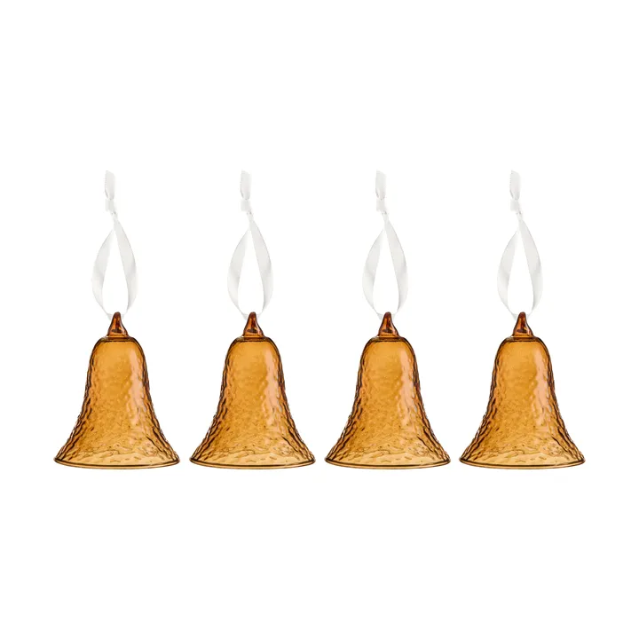 Gry bell klokke 8 cm 4-pakning - Cognac - Cooee Design