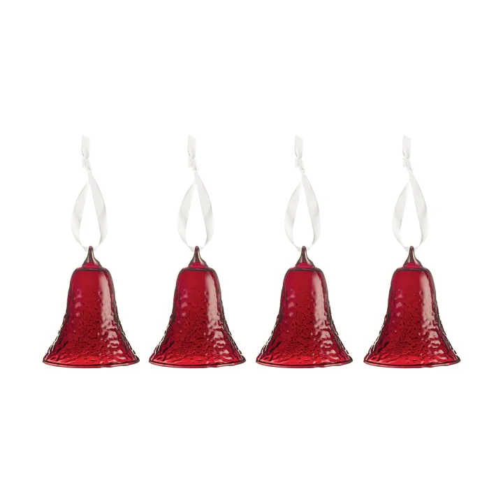 Gry bell klokke 8 cm 4-pakning - Deep red - Cooee Design