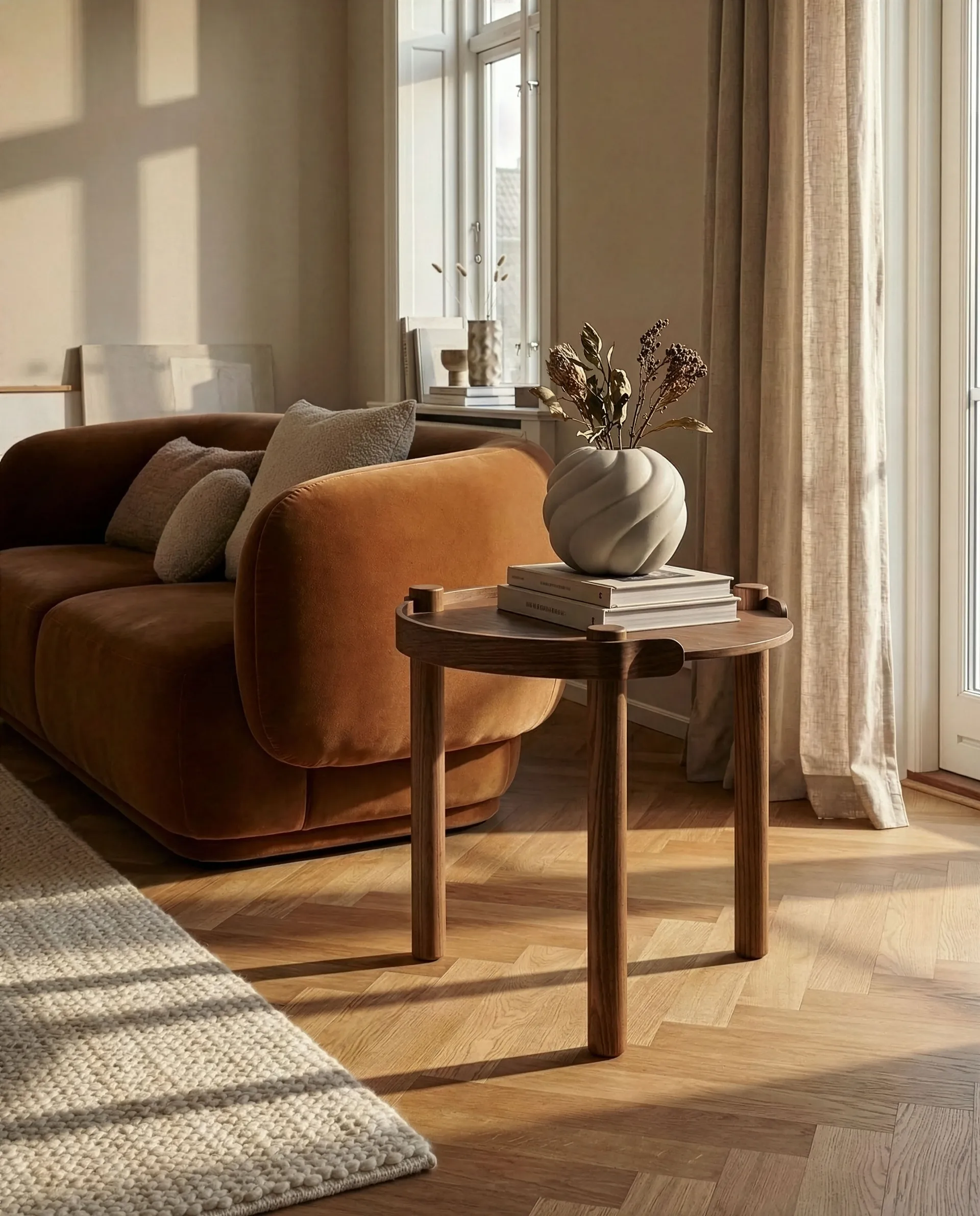 Woody bord Ø45 cm, Mørkbeiset eik Cooee Design