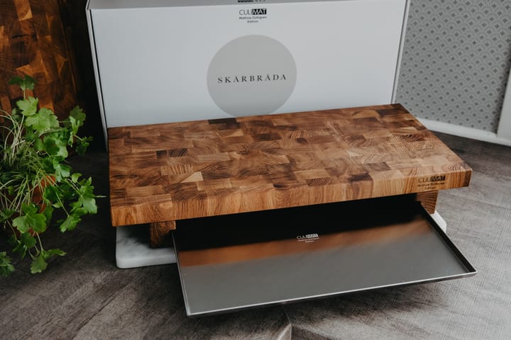 Culimat skjærefjøl 50x25 cm, Eik-rustfritt stål brikke Culimat