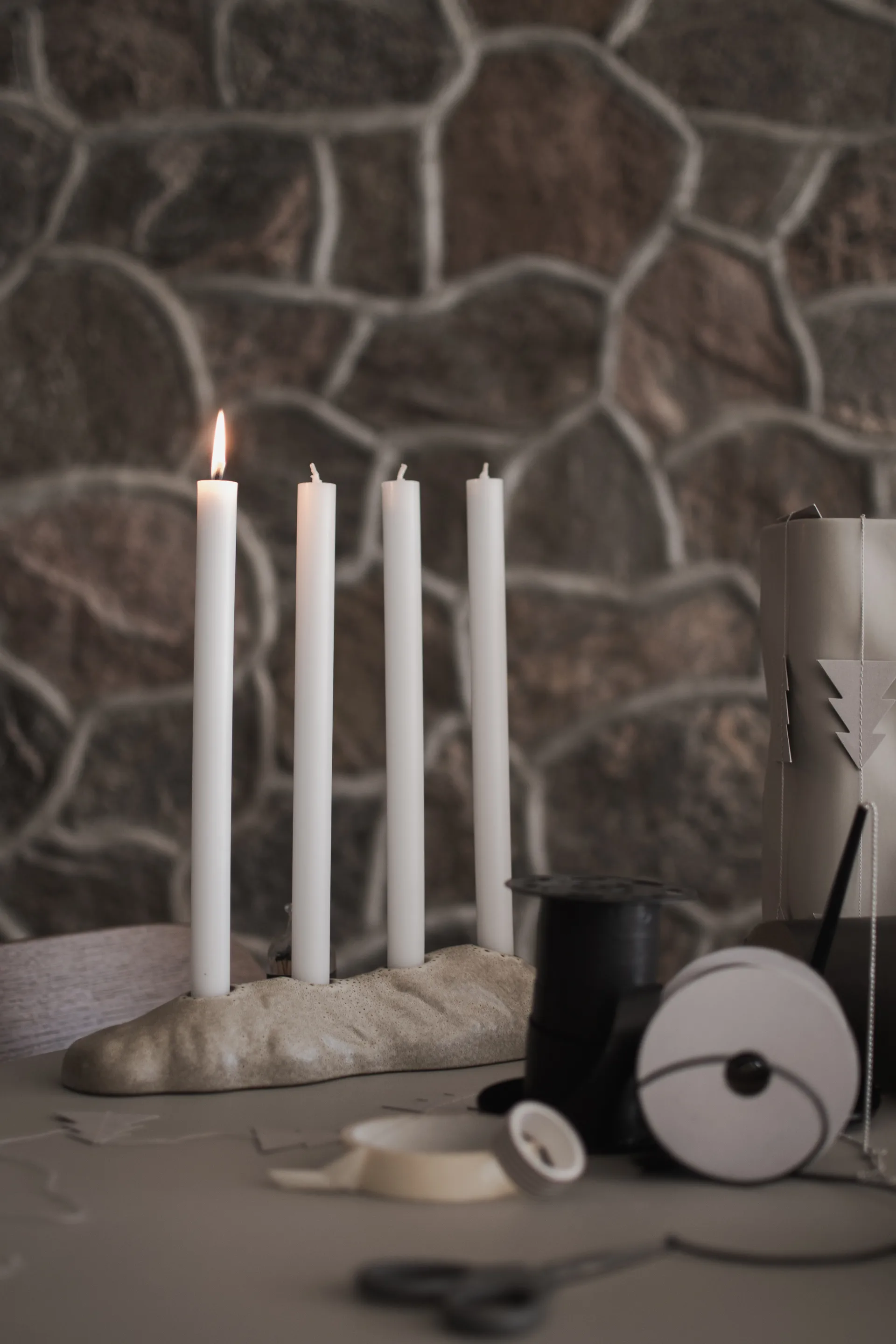 Base adventslysestake, Beige DBKD