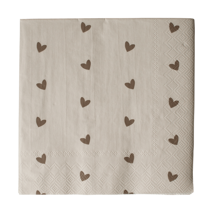Heart pappersserviett 33x33 cm 20-pakk - Brown-beige - DBKD
