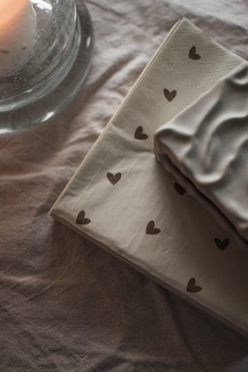 Heart pappersserviett 33x33 cm 20-pakk - Brown-beige - DBKD