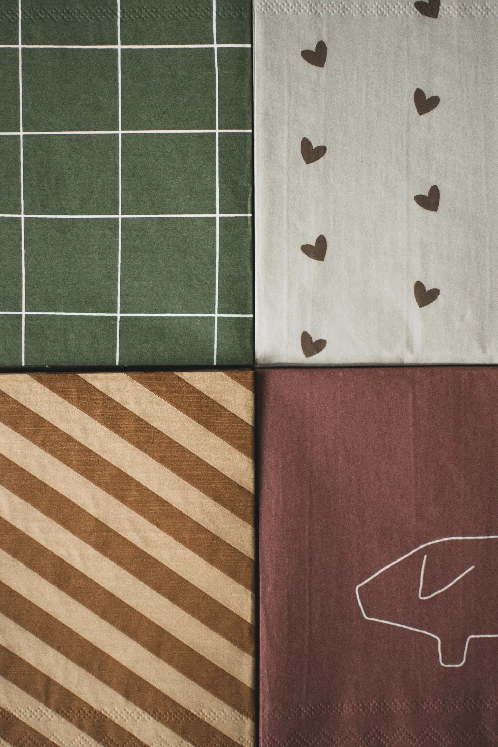 Heart pappersserviett 33x33 cm 20-pakk, Brown-beige DBKD