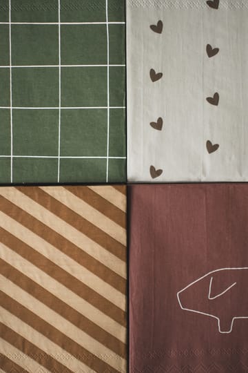 Heart pappersserviett 33x33 cm 20-pakk - Brown-beige - DBKD