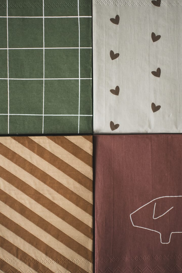 Heart pappersserviett 33x33 cm 20-pakk, Brown-beige DBKD