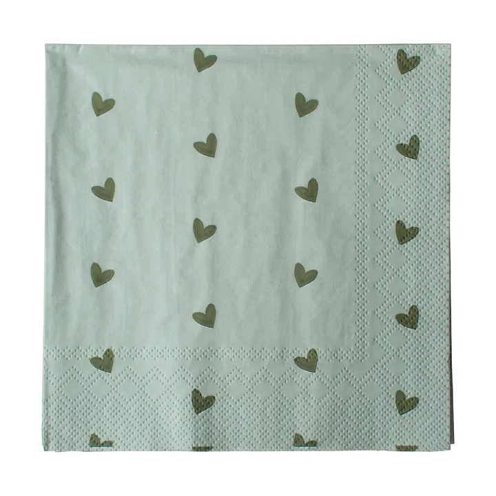 Heart pappersserviett 33x33 cm 20-pakk - Green - DBKD
