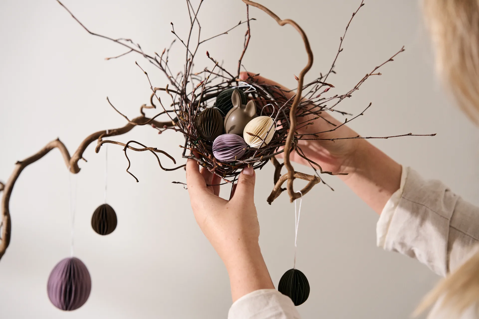 Ovoid påskepynt papir small 4 cm, Sand DBKD