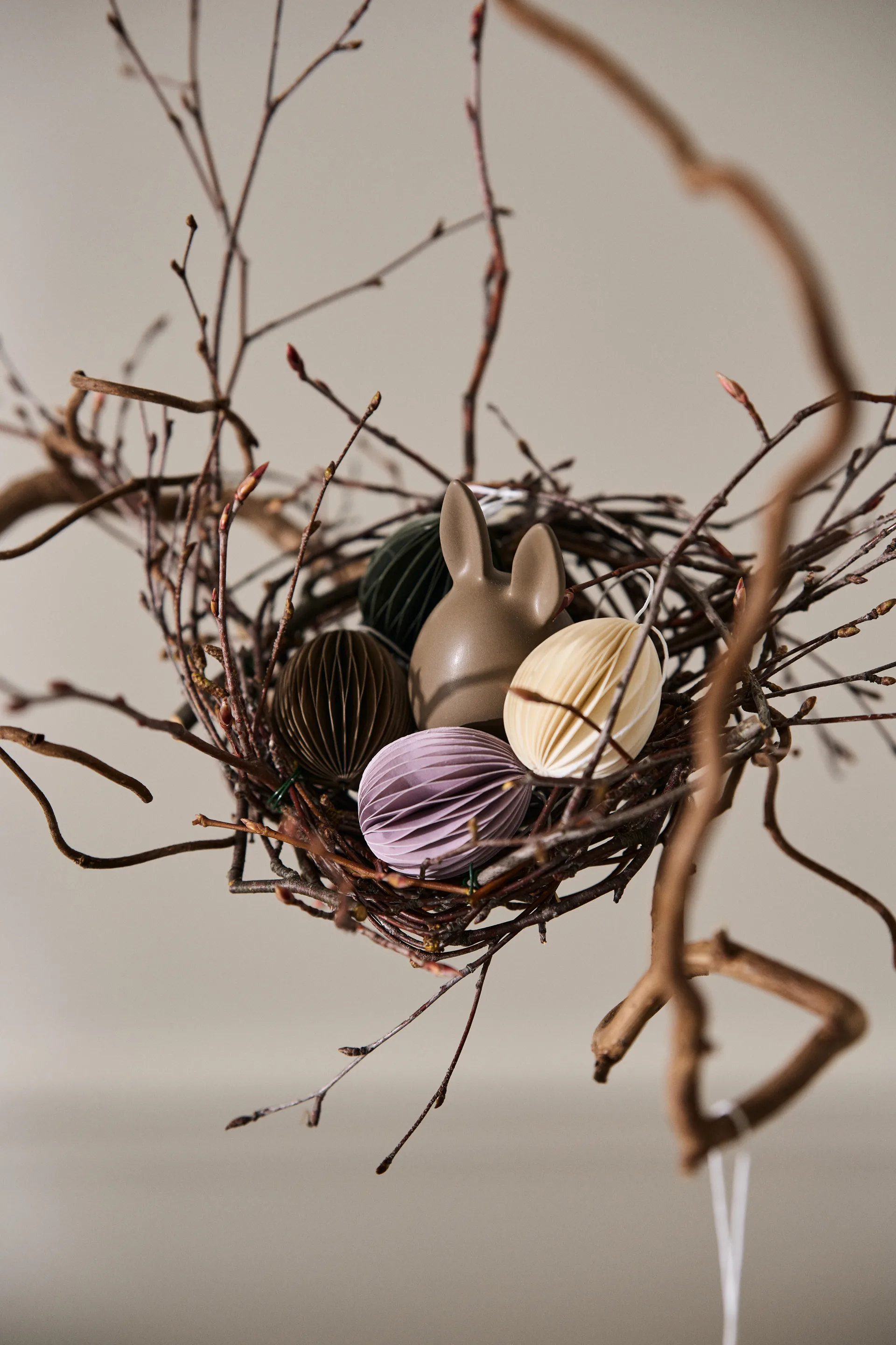 Ovoid påskepynt papir small 4 cm, White  DBKD