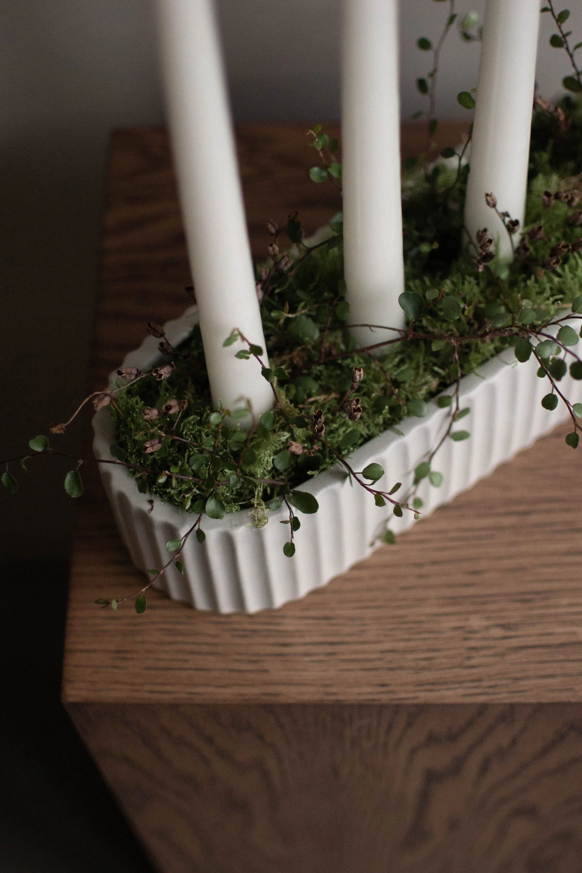 Stripe adventslysestake 30 cm, Shiny white  DBKD