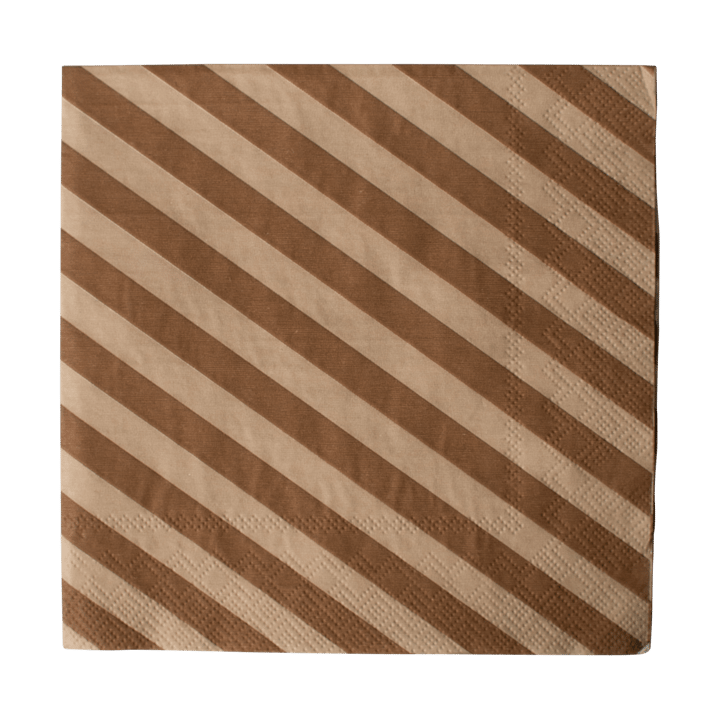 Stripe papirserviett 33x33 cm 20-pakn. - Nougat - DBKD
