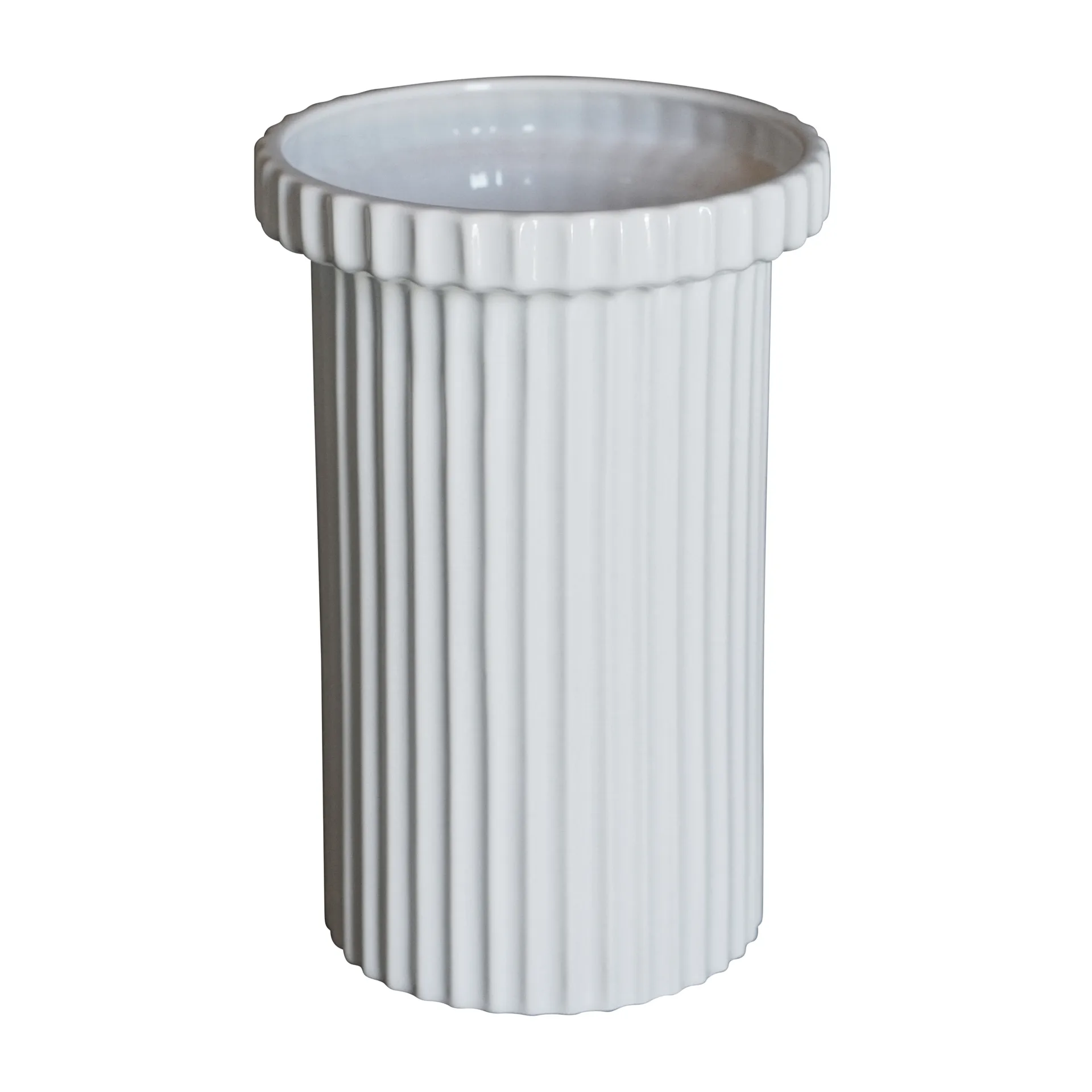 Stripe potte stor h22 cm Ø12 cm, Shiny white DBKD