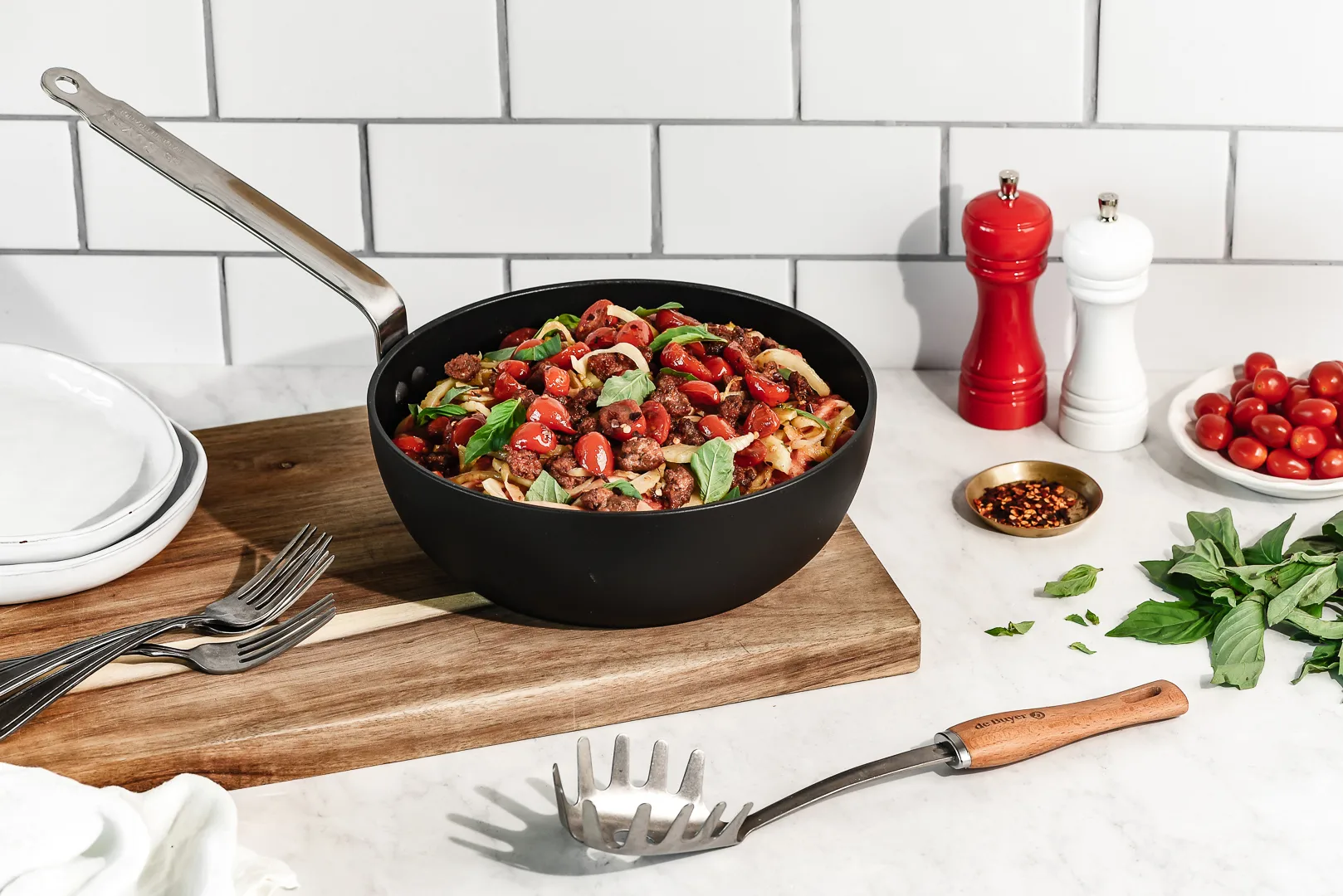 De Buyer B Bois spagettiøse med trehåndtak, Rustfritt stål De Buyer