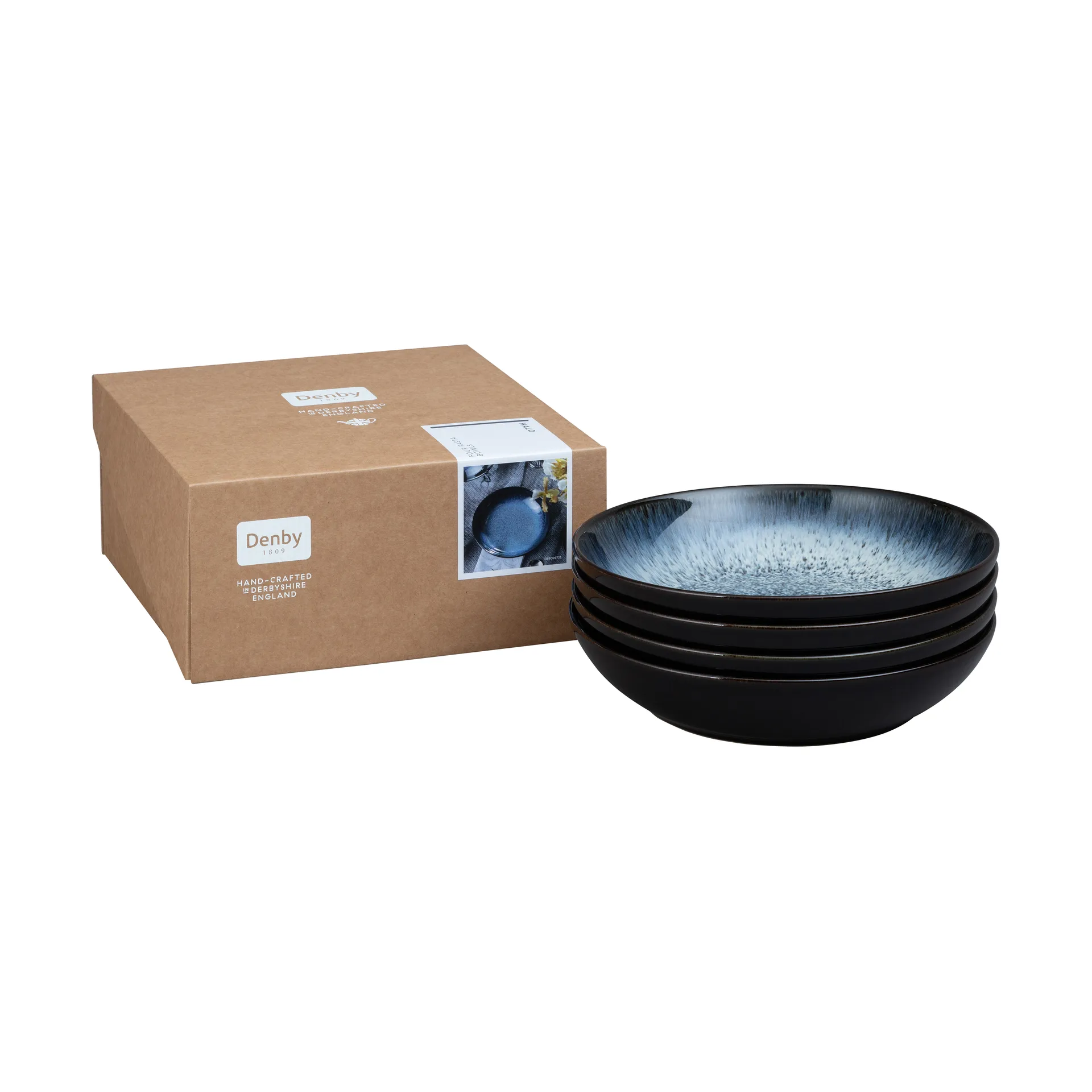 Halo pastaskål 22 cm 4-stk., Blå-grå-svart Denby