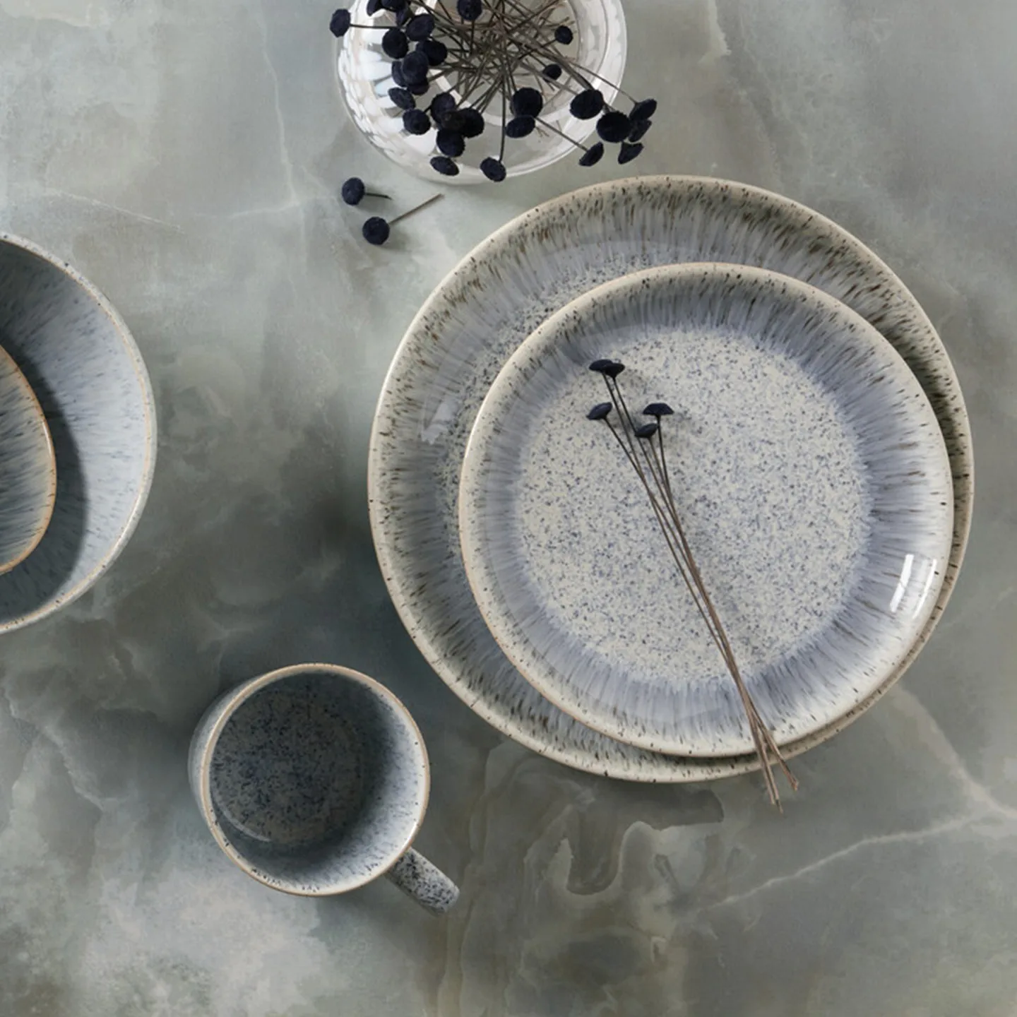 Halo Speckle coupe tallerken 21 cm, Grå-brun Denby