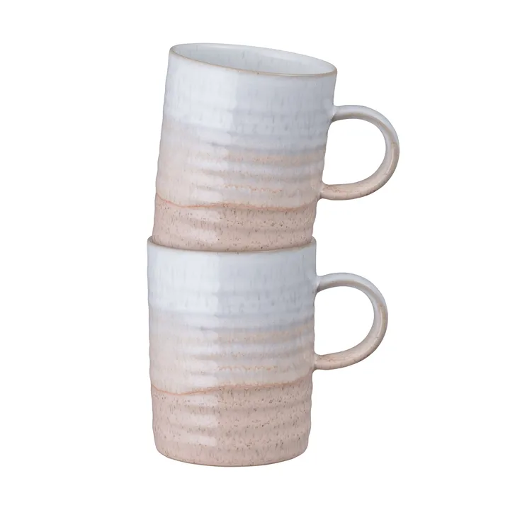 Kiln Coral rillet krus - Korall-beige, 2-pakning - Denby