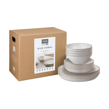 Kiln Coral servicesett - Koral-beige, 12 deler - Denby