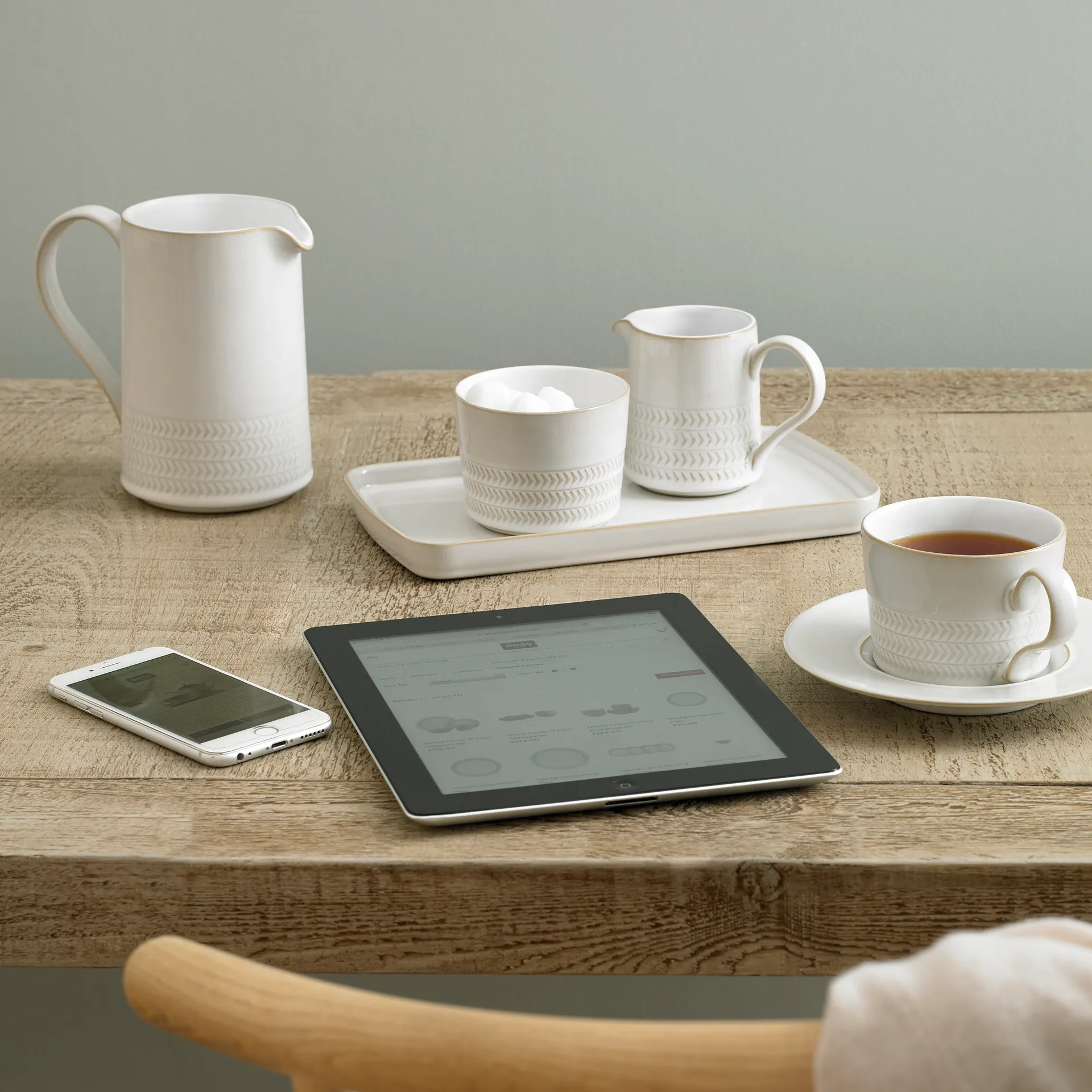 Natural Canvas te- og kaffekopp 26 cl, Textured Denby