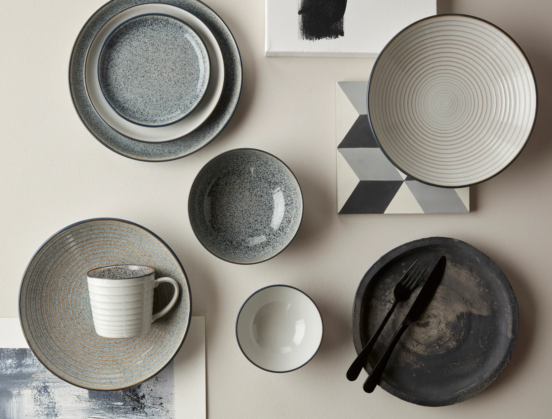 Studio Grey riflet skål 31 cm, Granite Denby