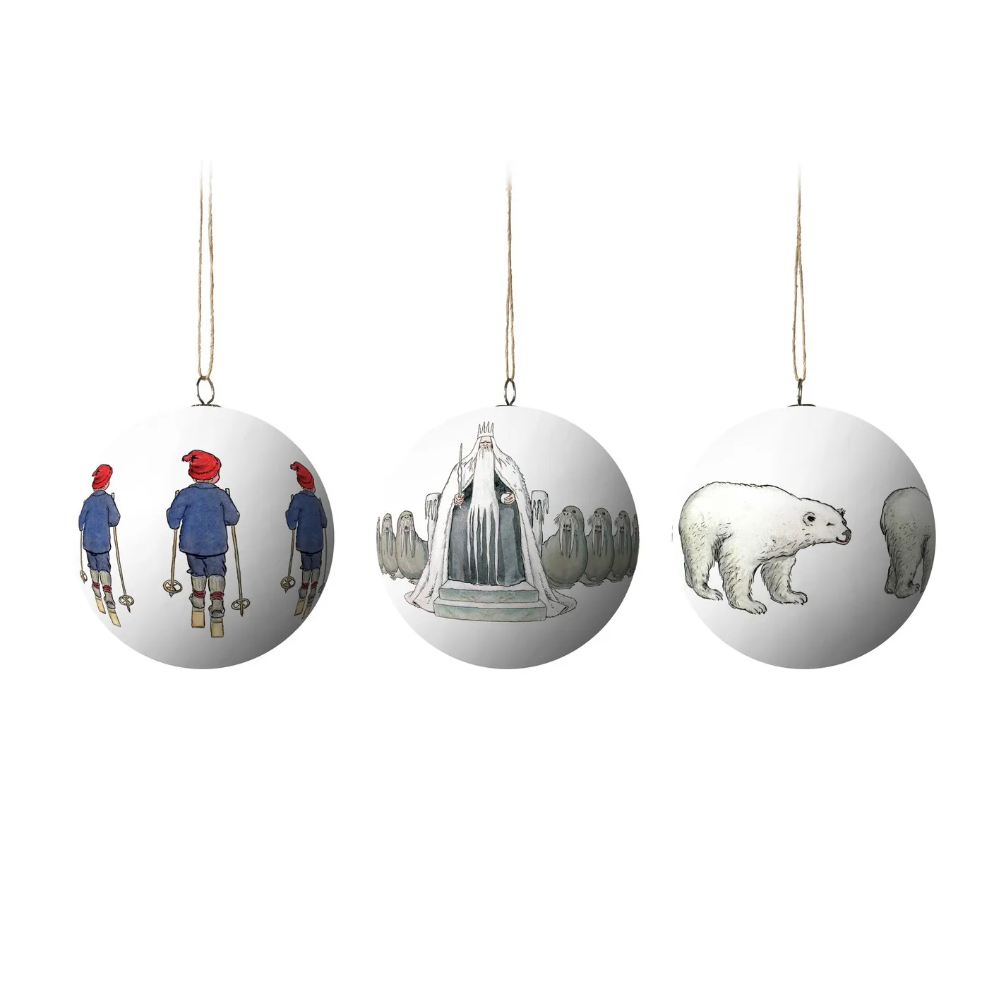 Elsa Beskow julekuler 3 stk, King Winter Design House Stockholm