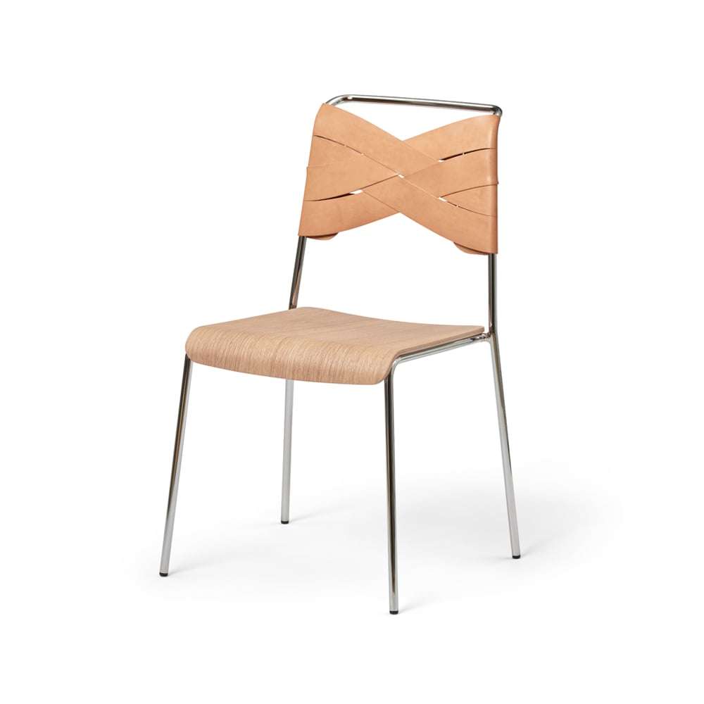 Design House Stockholm Torso stol eik, naturfarget skinn, kromben