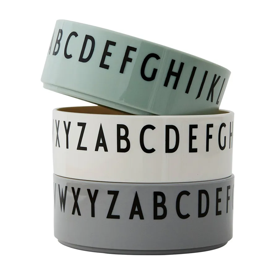 Breakfast Dinner Lunch skål 3-stk., Grønn Design Letters