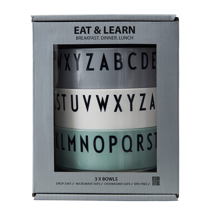 Breakfast Dinner Lunch skål 3-stk., Grønn Design Letters