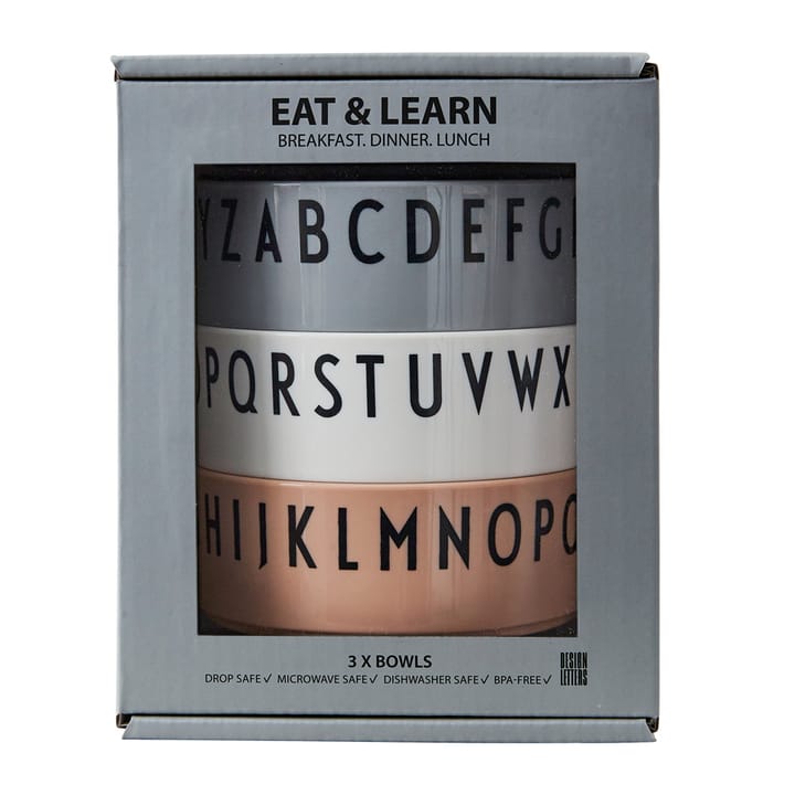 Breakfast Dinner Lunch skål 3-stk. - Nude - Design Letters