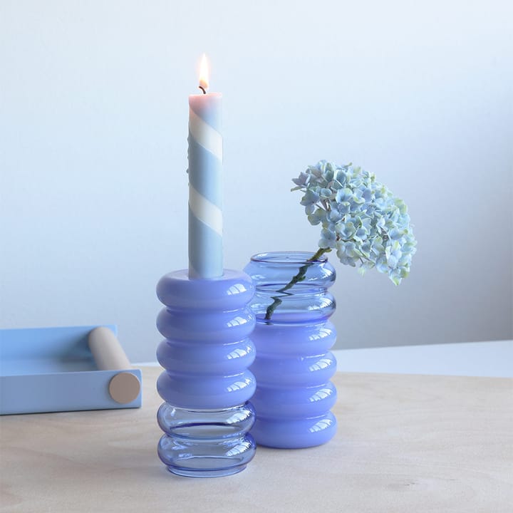Bubble 2-i-1 vase og lysestake 13,5 cm - Blue - Design Letters