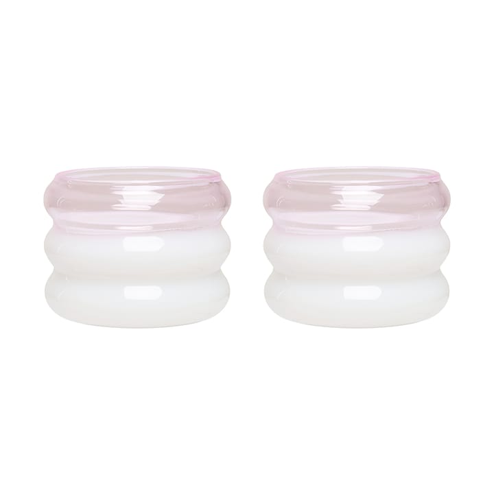Bubble telysholder Ø5,6 cm 2-pakning - Milky white-pink - Design Letters