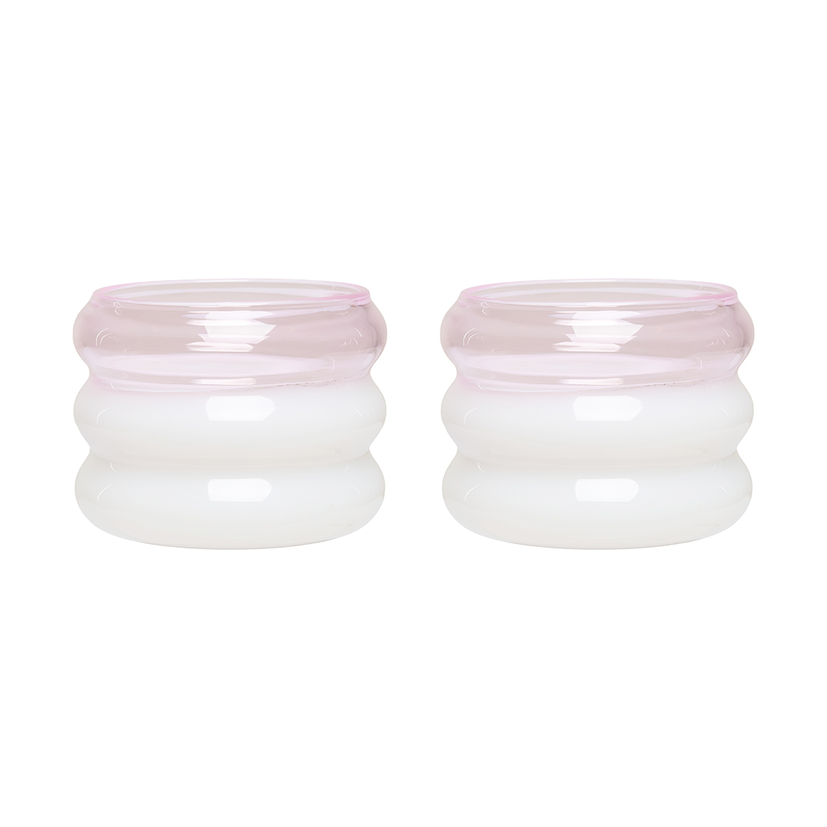 Design Letters - Bubble. telysholder 2 stk 5,6 cm milky white/pink