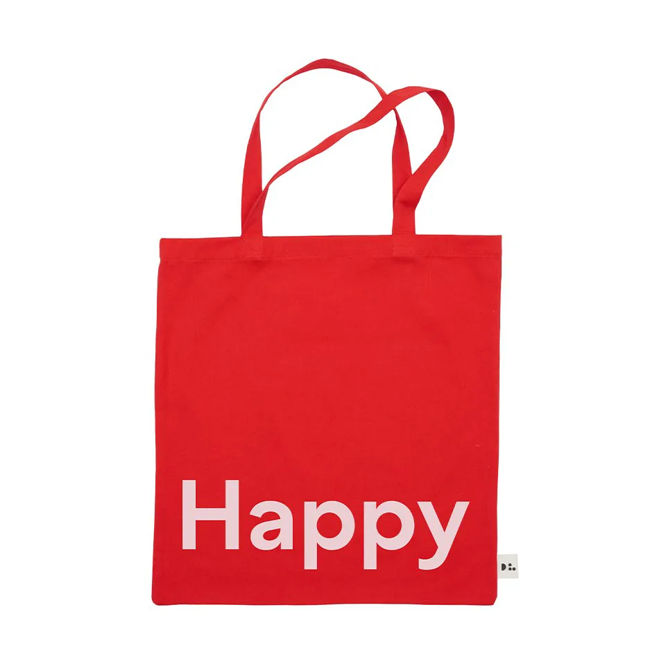 Design Letters Tote bag veske, Happy-rød Design Letters