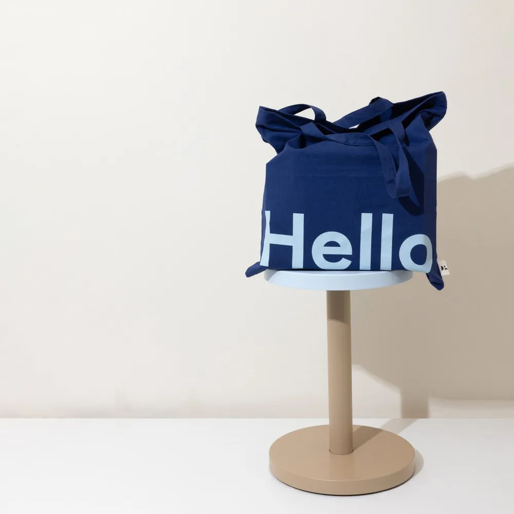 Design Letters Tote bag veske, Hello-mørkeblå Design Letters