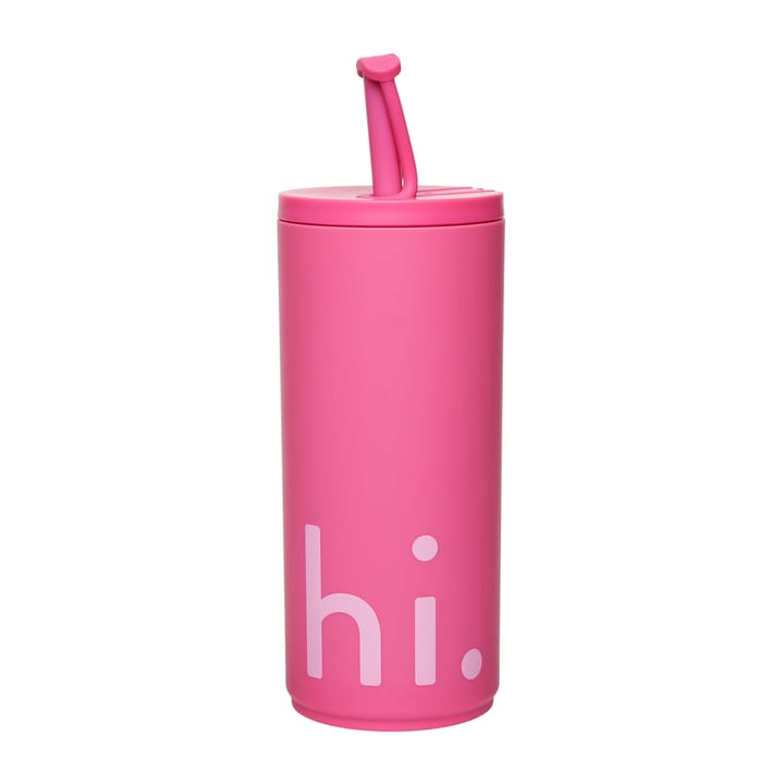 Travel Life termosflaske med sugerør 50 cl - Hi-cherry pink - Design Letters