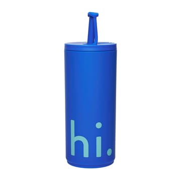 Travel Life termosflaske med sugerør 50 cl - Hi-cobalt blue - Design Letters