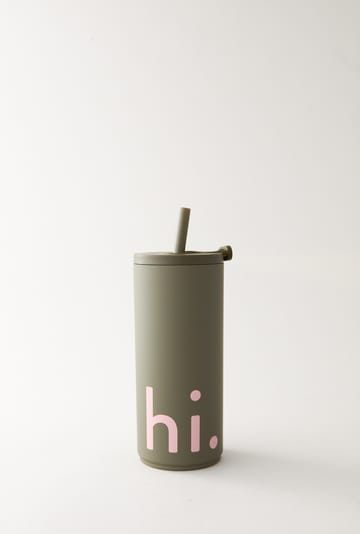 Travel Life termosflaske med sugerør 50 cl - Hi-olive green - Design Letters