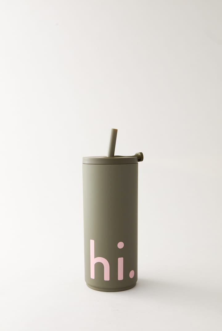 Travel Life termosflaske med sugerør 50 cl, Hi-olive green Design Letters