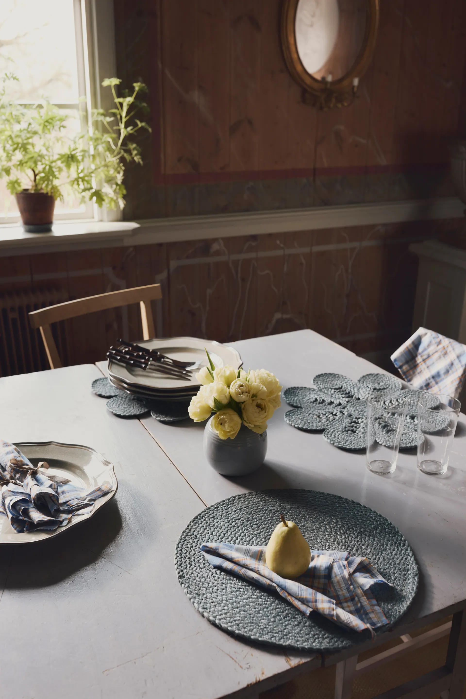 Elin bordbrikke oval, Horizon blue Dixie