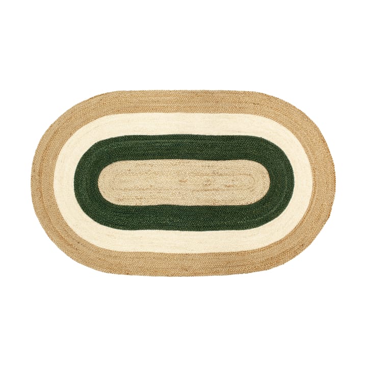 Elin striped oval juteteppe 92 x 150 cm - Green - Dixie