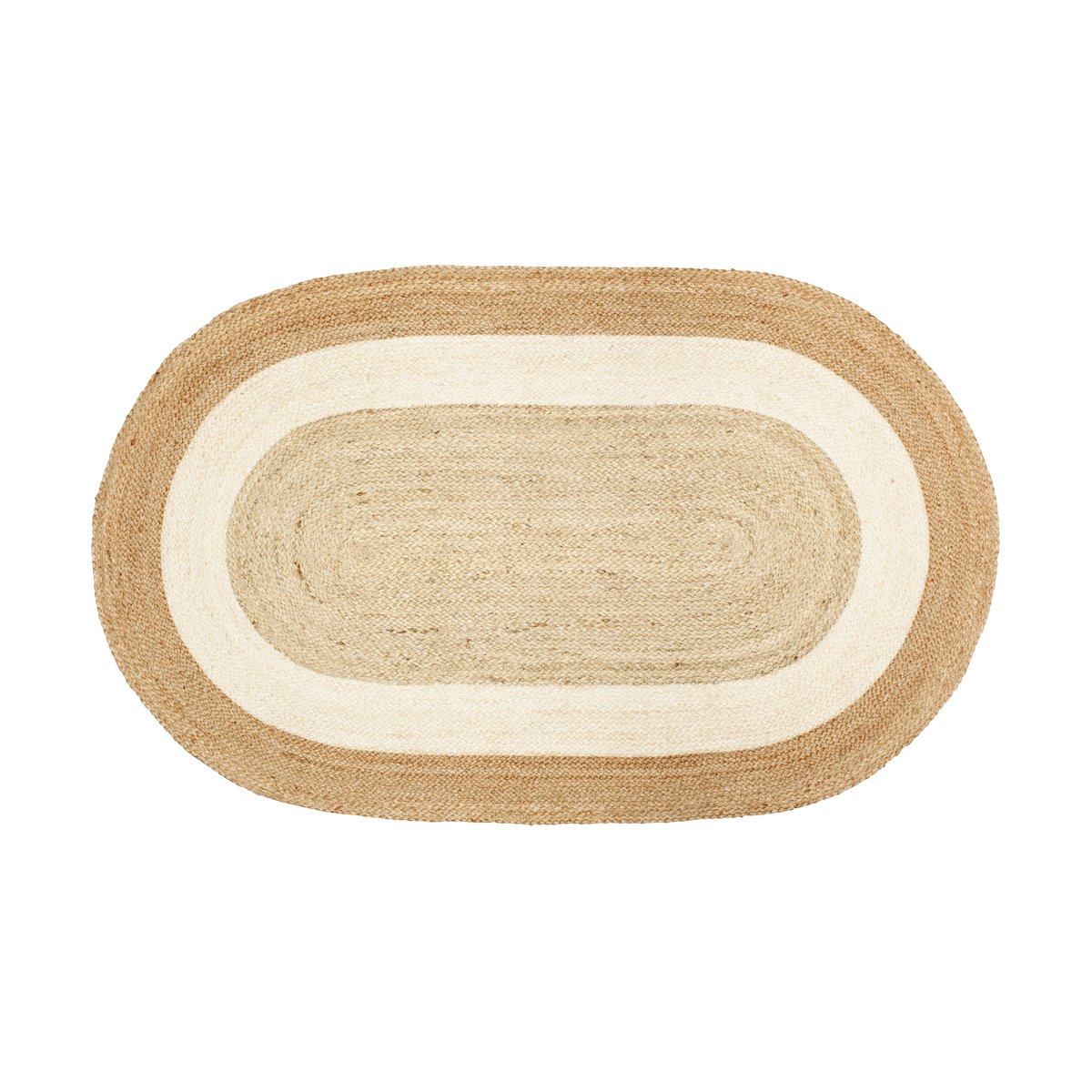 Bilde av Dixie Elin striped oval juteteppe 92 x 150 cm Naturlig