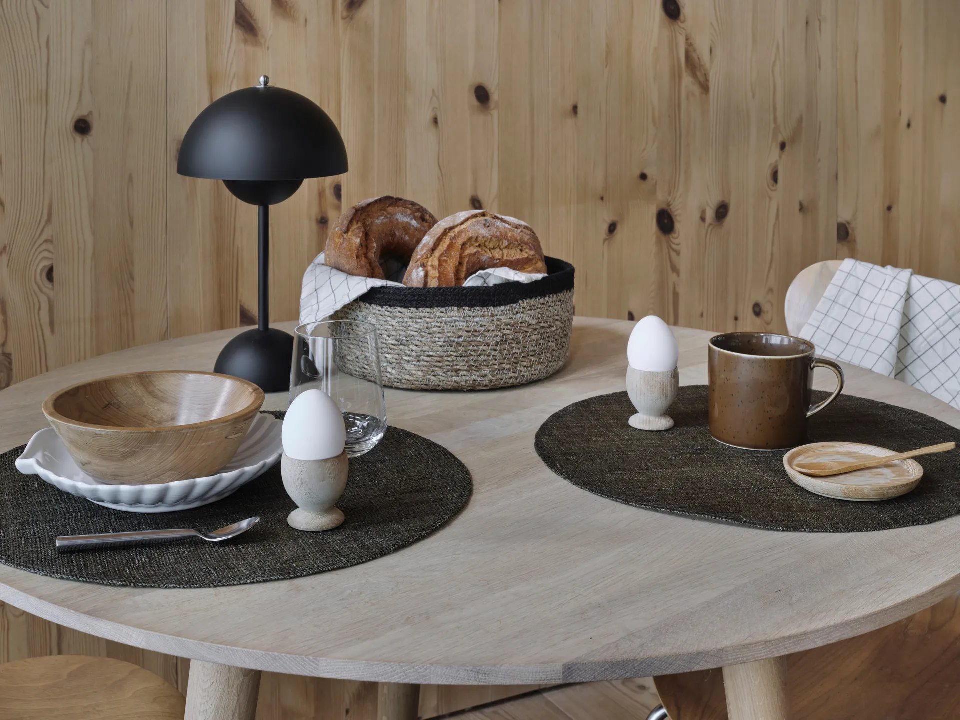 Emil brødkurv 3-stk., natur-sort Dixie