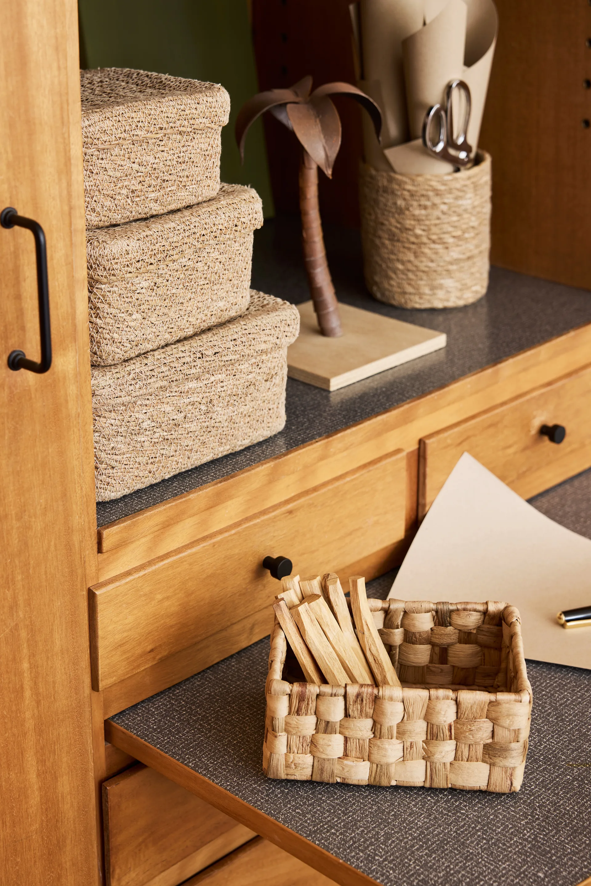 Emil kvadratisk kurv med lokk 3 deler, Natural Dixie